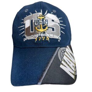 U.S. Navy USN Hat Defending Freedom Since 1775 Adjustable Strap Navy Blue Cap